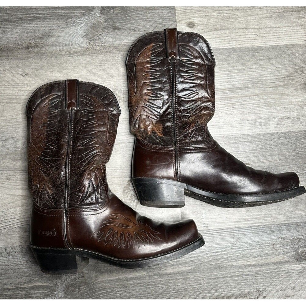 Vtg Durango Men's Dark Brown Leather Cowboy Boots Size 11 D Stitched